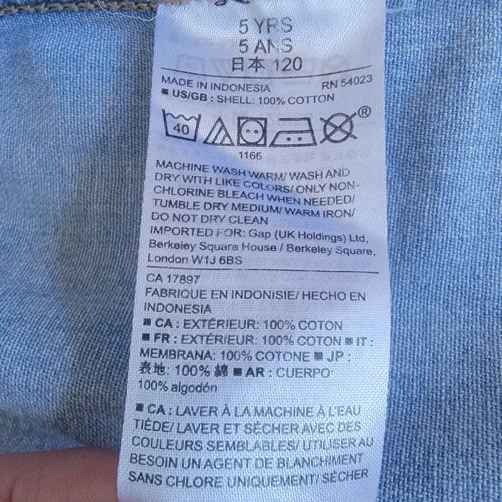 Baby GAP Boys Blue Chambray Denim Snap Up Western Shirt Unisex Sz 5 Long Sleeved